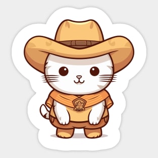 Kawaii Cute Cat with a Cowboy Hat Sticker